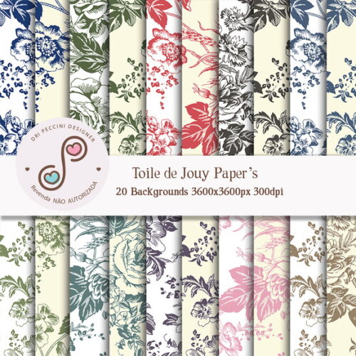 Kit Papéis Digitais Toile de Jouy