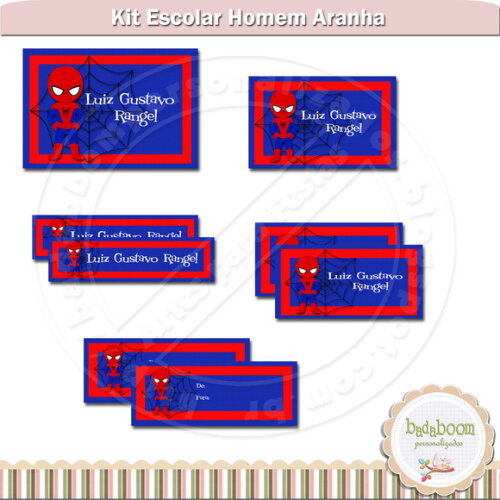 Kit Rótulos Escolares Homem Aranha
