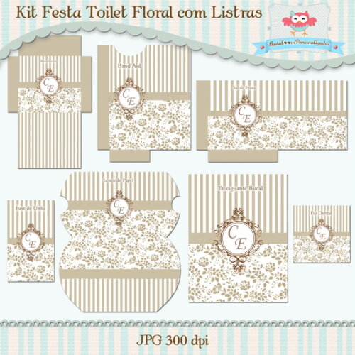 Kit Toalete Floral Com Listras