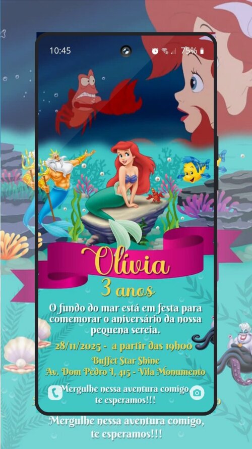 Convite Animado com Vídeo Pequena Sereia