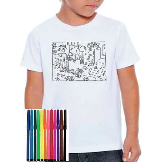6camiseta Educativa para Colorir Bobbie Goods com Canetinhas