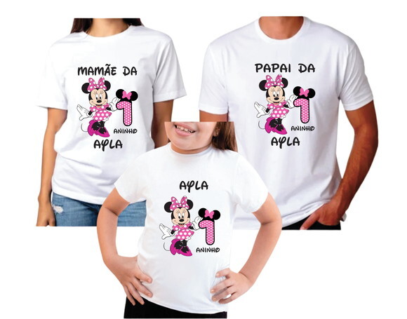 3 Camisetas Personalizadas Minnie Rosa
