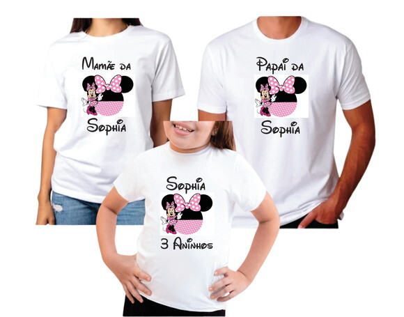 Blusa Estampada para Aniversário Minnie Rosa