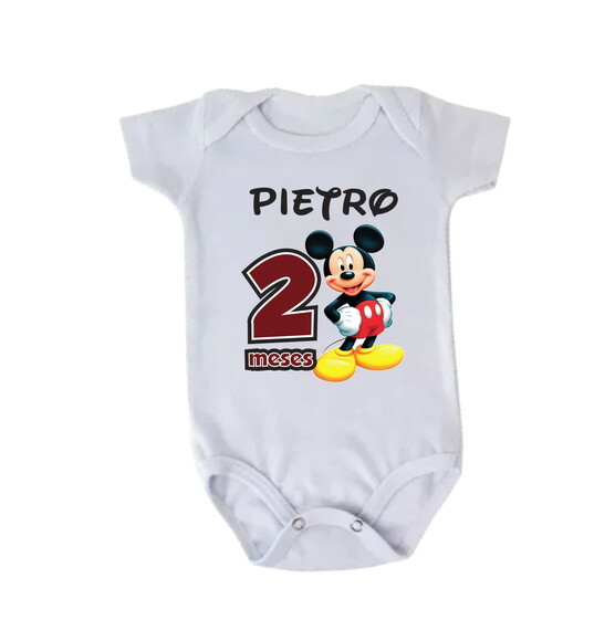 Body para Bebê Personalizado Mesversário Mickey