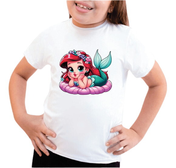 Camisa Camiseta Pequena Sereia Roupa Princesa Ariel