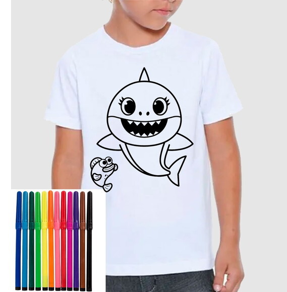 Camisa para Colorir Baby Shark