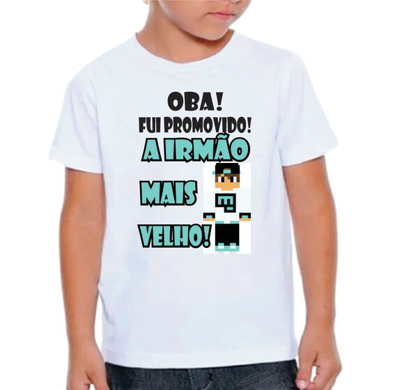 Camisa Infantil Promovido a Irmão Mais Velho Minecraft