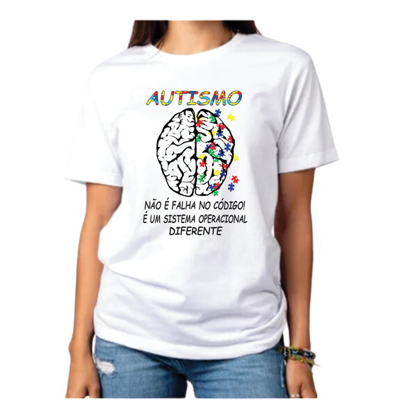 Camiseta Autismo Não É Falha no Código
