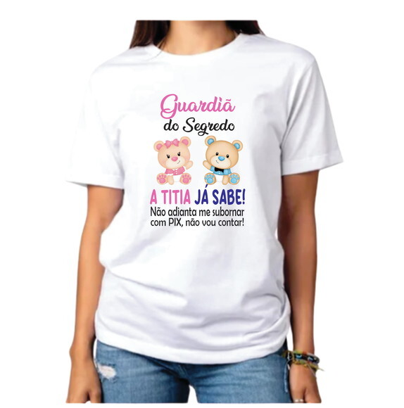 Camiseta Chá Revelação Guardiã do Segredo Ursinhos
