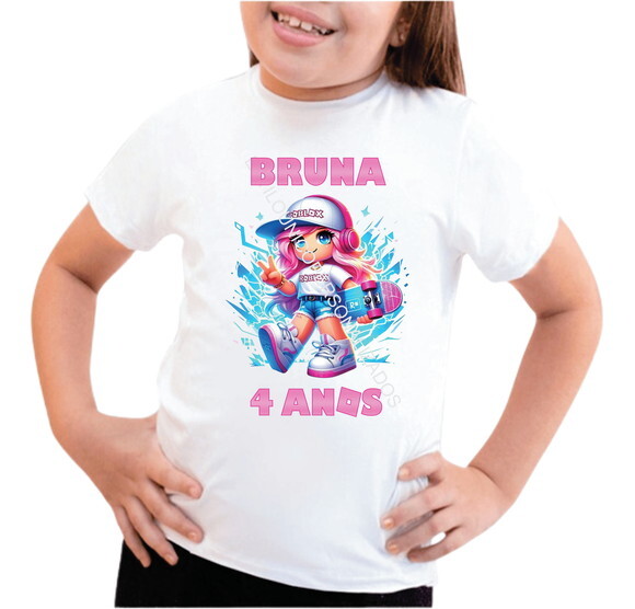 Camiseta do Roblox para Meninas com Nome e Idade