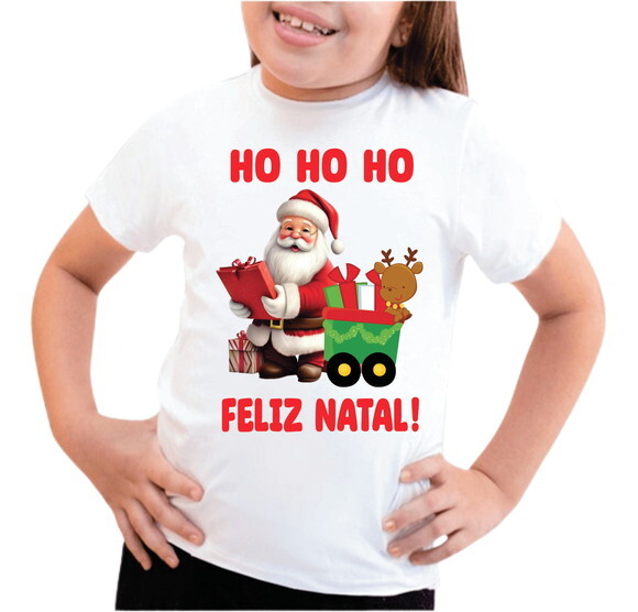 Camiseta Feliz Natal Papai Noel Infantil ou Adulto
