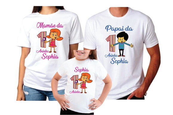 Camiseta Gospel Personalizadas 3 Palavrinhas Pai Mae e Filha