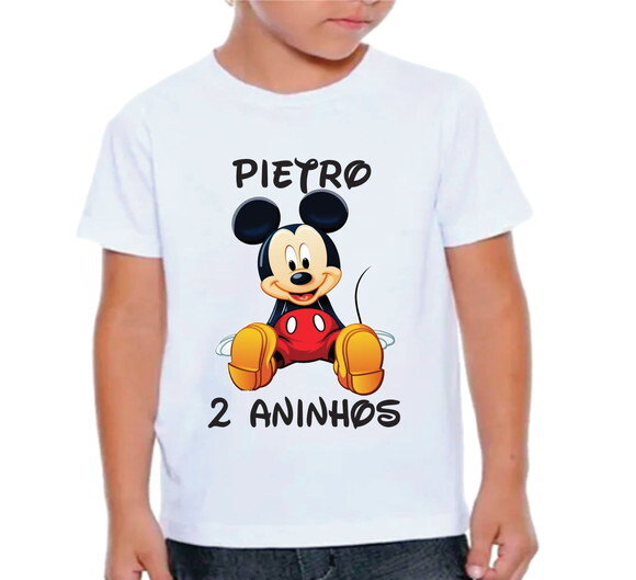 Camiseta Infantil Personalizada Mickey com Nome e Idade