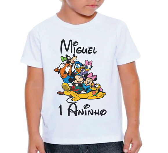 Camiseta Infantil Turma do Mickey com Nome e Idade