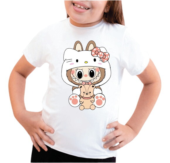 Camiseta Labubu Hello Kitty