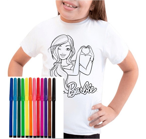 Camiseta para Colorir Barbie