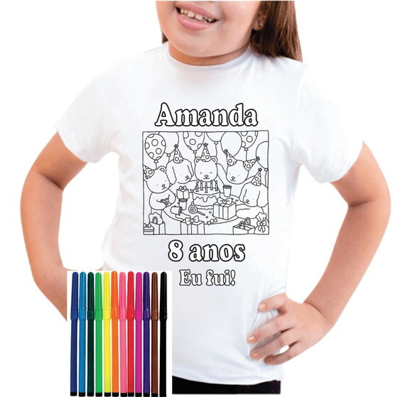 Camiseta para Colorir Bobbie Goods Lembrança de Aniversário
