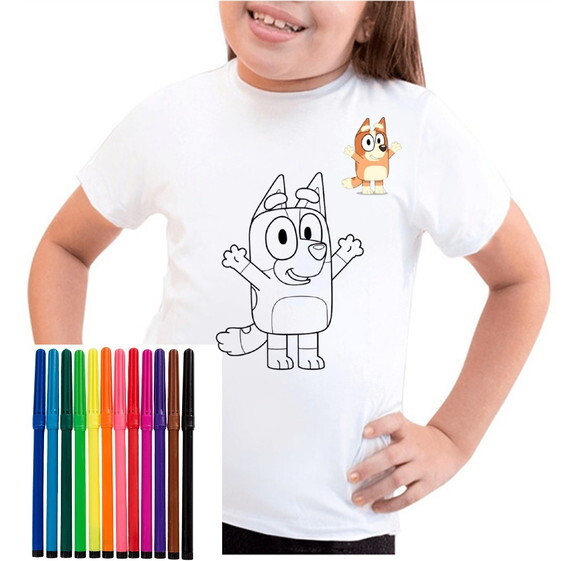 Camiseta para Colorir Bingo Bluey
