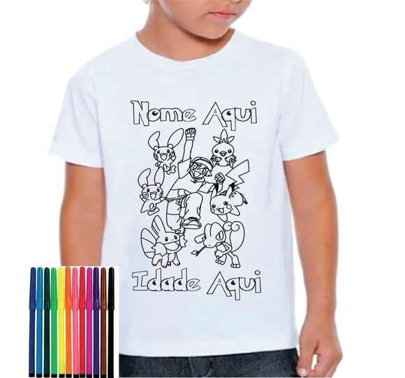 Camiseta para Colorir Lembrancinha de Aniversario com Caneti