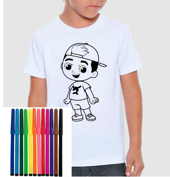 Camiseta para Colorir Luccas Neto