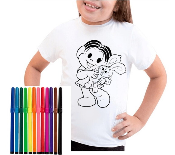 Camiseta para Colorir Turma da Monica