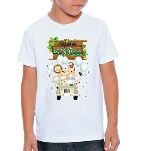 Camiseta para Festa Infantil Safari Aquarela com Nome