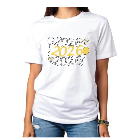 Camiseta Personalizada Ano Novo 2026 para Familia e Amigos