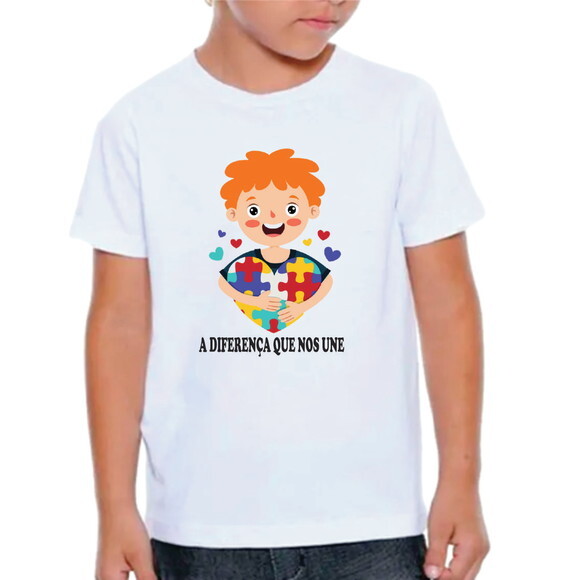 Camiseta Personalizada Autismo a Diferença Que nos Une Menin