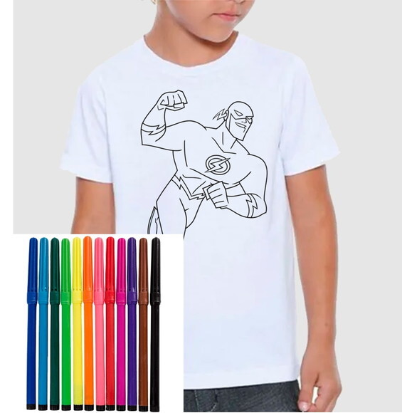 Camiseta Personalizada Vamos Colorir Flash