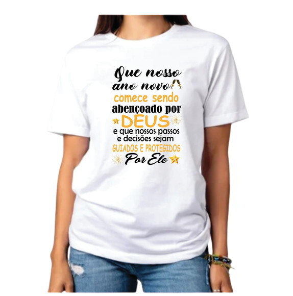 Camiseta Réveillon Ano Novo Abençoado Por Deus