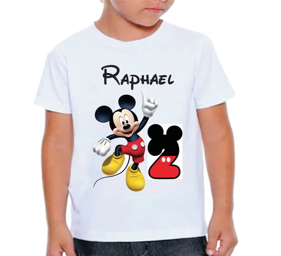 Camiseta Tematica Mickey Personalizada com Nome e Idade