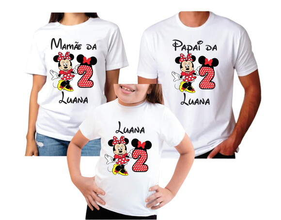 Camisetas Minnie Vermelha para Familia Tema de Aniversário