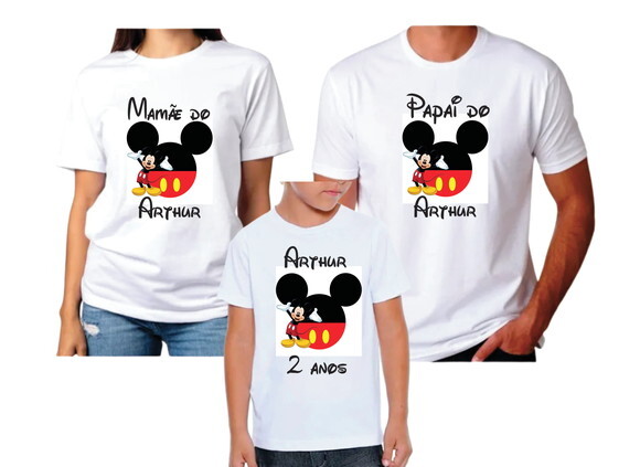 Camisetas Personalizadas Pai Mae e Filho para Aniversario