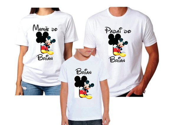 Camisetas Personalizadas para Pai Mãe e Filho Mickey