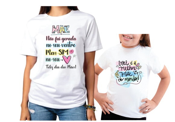 Kit 2 Blusas Mãe e Filha Dia das Mães Madrasta Filha Adotiva
