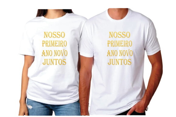 Kit 2 Camisetas para Casal Primeiro Ano Novo Juntos