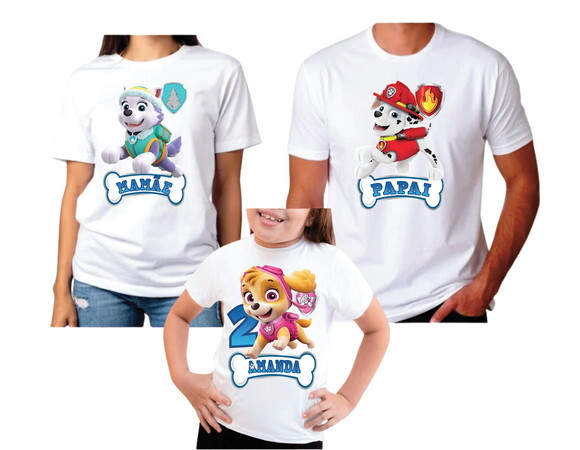 Kit 3 Camisas Personalizadas Festa Infantil Patrulha Canina