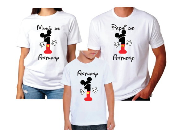 Kit 3 Camisetas Personalizadas Mickey