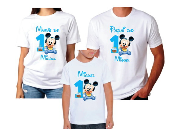 Kit Camiseta Mickey Baby Fazemos Qualquer Tema