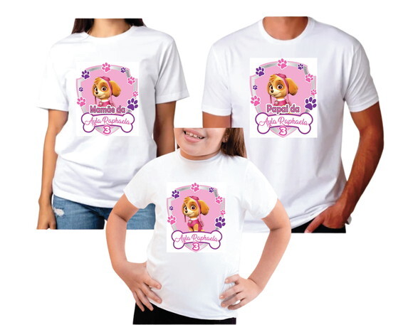 Kit Camisetas para Festa Infantil Patrulha Canina Menina
