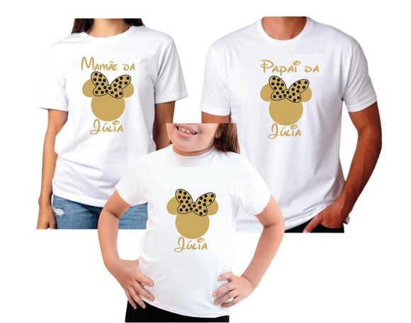 Kit Familia Personalizados Minnie Dourada