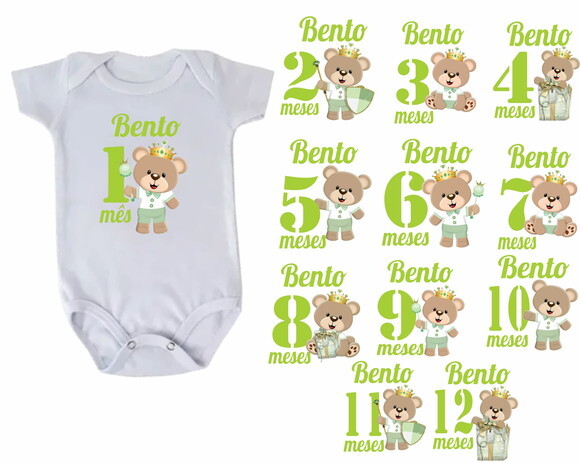 Kit Mesversario Ursinho Principe Verde