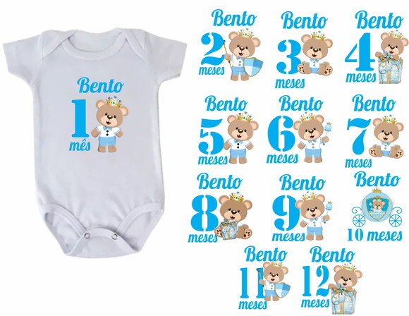 Kit Mesversario Ursinho Principe Azul Claro