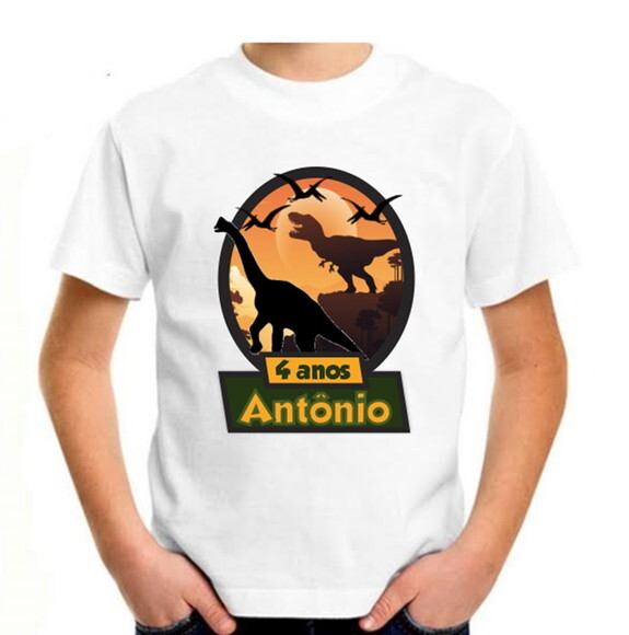 Blusa Personalizada Tema Dinossauro Colocamos Nome