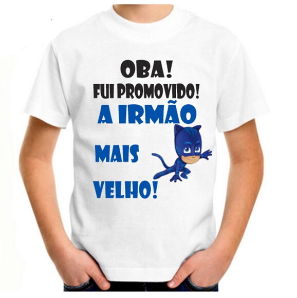 Camisa Infantil Menino Gato Promovido Irmão Mais Velh