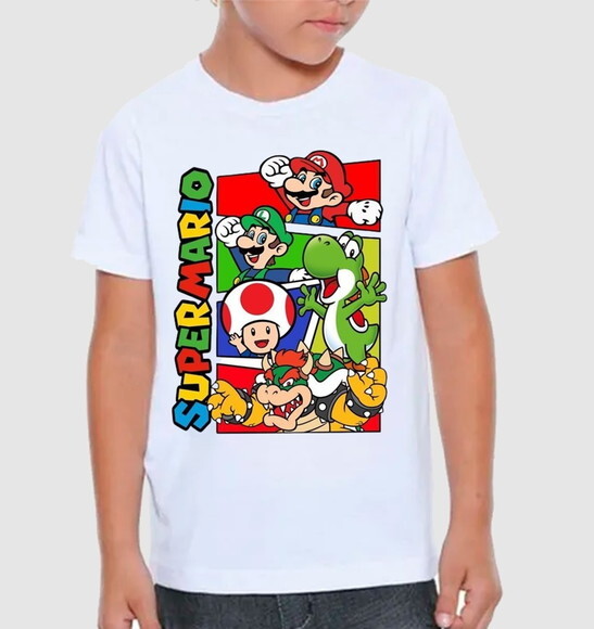 Camisa Infantil Super Mario Inserimos Nome da Criança
