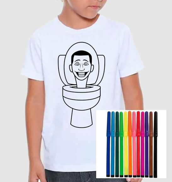 Camisa para Criança Colorir Skibidi Toilet