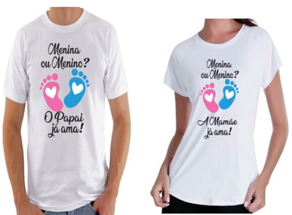 camiseta cha revelação personalizada papai mamãe