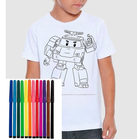 Camiseta com Canetinha para Pintar Tema Carros