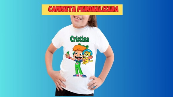 Camiseta Gato Galactico para Meninas com Nome